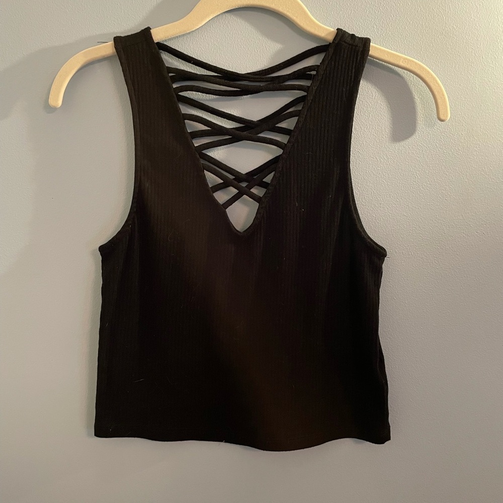 Strappy black crop top